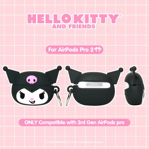 Image of iFace Hello Kitty and Friends Cute AirPods Pro 2 Case Compatible with AirPods 2nd Gen Pro - Cute Silicone Protective Cover [Carabiner Clip Included] [Wireless Charging Compatible] - Kuromi
