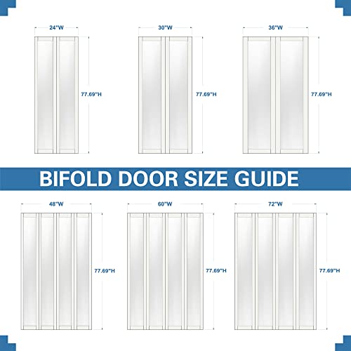 Puertas plegables para despensa/clóset, 24" x 80" con núcleo sólido y kit de herrajes, interior, superficie pintable e impermeable, fácil instalación miniatura 7