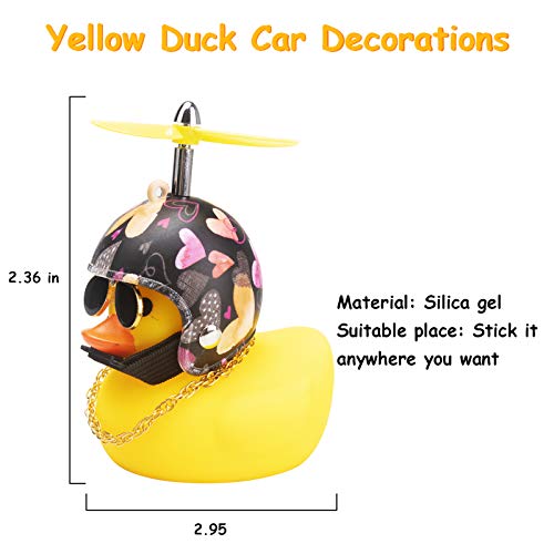 Image of wonuu Rubber Duck Car Decorations Cute Yellow Duck Car Dashboard Ornaments with Propeller (Love)
