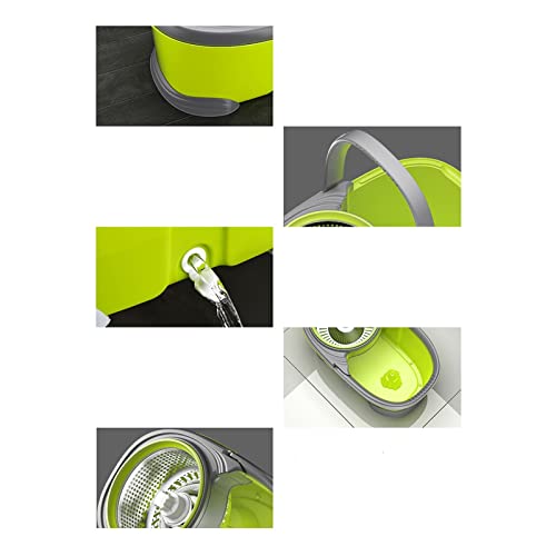 CLoxks Wischmopp und Putzeimer Set Spin Mopp-Eimer mit Wringer-Set, Edelstahl Einstellbarer Griff aus Edelstahl, for Wohnküche Bodenreinigung Putzeimer und Bodenwischer mit – Bild 5