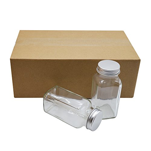 U-Pack 12 pieces of French Square Glass Spice Bottles 6 oz Spice Jars with Silver Metal Lids, Shaker Tops, and Labels by U-Pack - Image 5