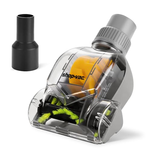 Shop-Vac Turbo Brush Vacuum Tool for Pet Hair Removal, with Adapter to Fit 1-1/4”, 1-1/2”, 1-7/8” Vacuum Hose, Air-Driven Shop Vac Attachment for Carpet, Stair, Cushion, and Upholstery Cleaning