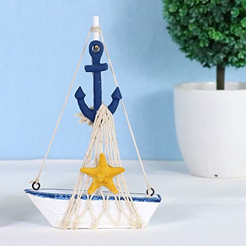 Mediterrane Segelboot Verzierungen Mini-Segelboot-Modell Dekorationen Segelboot-Modell Ornamente aus Holz Segelboot… – Bild 6