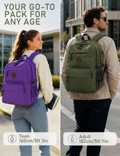 Image of Kasqo School Backpack, 20L Dual Compartment Bookbag for Boys Teens, Green