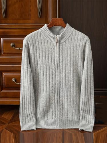 Men's Wool Cardigan Knitwear Zipper Turtleneck Sweater3