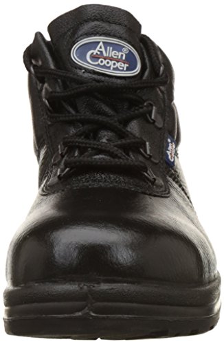 Allen Cooper AC-1144 High Ankle DIP-PU Sole, Safety Shoe (Black, Size 8)