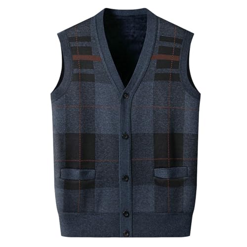 Chaleco de punto para hombre slim fit ropa de abrigo cálida de invierno forrada en felpa