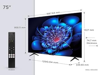 TCL 75P6K TV LED Direct da 75", TV HDR 4K, Smart TV con tecnologia Google TV (Dolby Audio, Motion Clarity, compatibile con Google Assistant e Alexa)