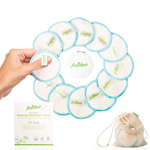 Reusable Makeup Remover Pads 12 Pack With 10x Magnifying Beauty Mirror – Reusable Organic Bamboo – Face Cleaner and Eye Make Up Remover Pads - Zero Waste Make Up Pads Product Name