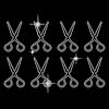 SUPERDANT Rhinestones Iron on Transfer Set of 8 Hairstylist Scissors Crystal Heat Transfer Designs Bling Hot fix Iron on Transfer Stickers for Hair Salon Clothing Bag DIY Art Craft Gifts