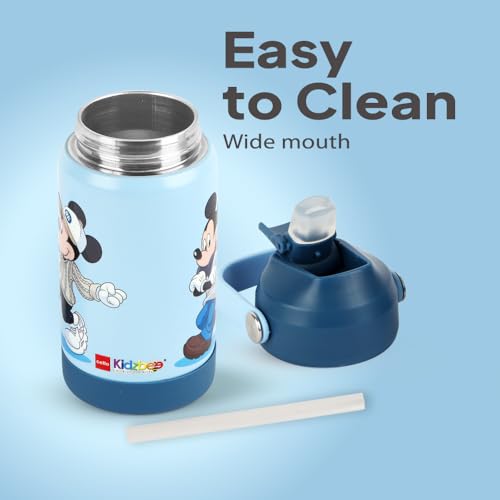 Image of CELLO Kidzbee Gen Alpha Stainless Steel Kids Flask Water Bottle 370ml | 3D Mickey Mouse Touch & Feel Design Leakproof Lightweight Easy to Carry Hot and Cold Kids Flask Water Bottle For School & Travel