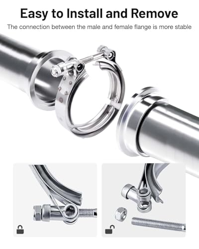 EVIL ENERGY V Band Clamp Stainless Steel with Flange Flat Mild Steel (4, 3.0") - Thumbnail 4
