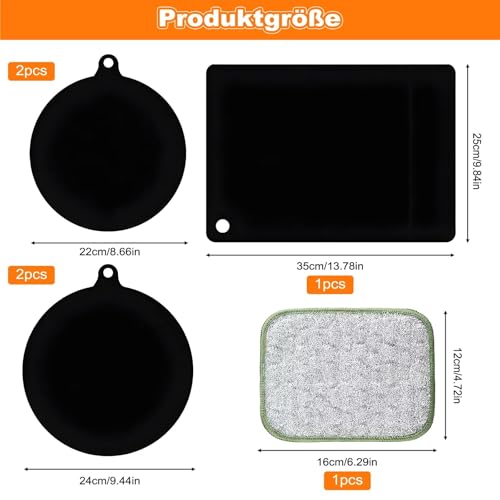 Induktionsmatte, 5 PCS Induktionskochfeld Schutzmatte 2 Formen, Induktionsschutzmatte mit Reinigungstücher, Induktion Schutzmatte Einfach Zu Reinigen, Induktionsschutzmatte Universelle