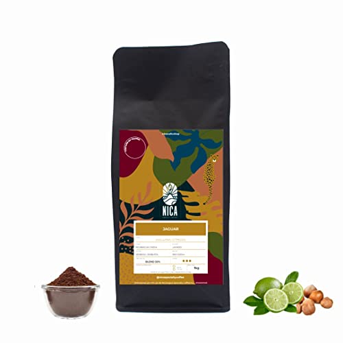 Cafe Jaguar Molido Tueste Natural - Café De Especialidad - Blend Nicaragua-India - Sabor Fuerte - Perfecto para espresso…