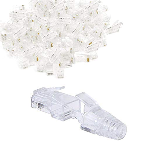 Connecteurs Cat6 RJ45 à sertir transparents avec capuchon de protection anti-torsion lot de 100