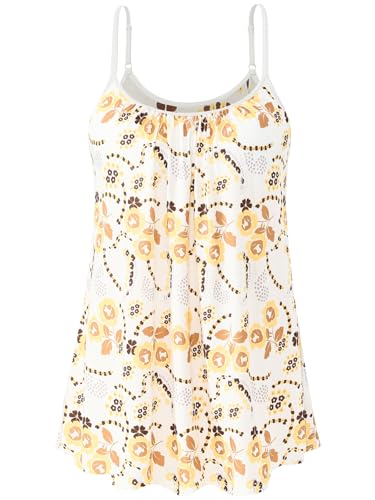 Image of Air Curvey Camisole for Women Bulid in Bra Casual Flowy Cami Adjustable Spaghetti Strap Tank Top Pleated Loose Fit S-XXXXL
