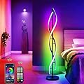 LENIVER RGB Spiral Floor Lamp, Unique LED Corner Lamp Standing Lamp with Remote Control, Dimmable Color Changing Mood Lighting for Living Room, Bedroom, Gaming Room - Black