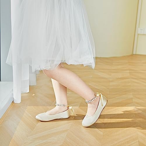 Image of Felix & Flora Girls Toddler Little Ballet Shoes - Flower Girls Mary Jane Flats Dress Shoes Party Wedding
