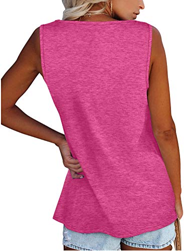 Wiholl V Neck Tanks Sleeveless Tops For Summer Loose Fit Tops,Rose,2Xl #TOP3