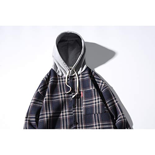Seidarise Men's Plaid Shirt Hoodie Sweatshirt Flannel Casual Lightweight Full Button up3