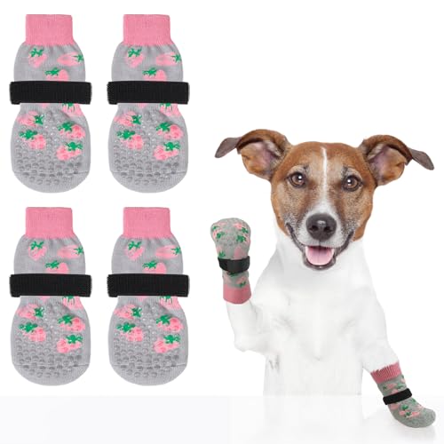 SCENEREAL-Anti-Slip-Dog-Socks-for-Small-Medium-Large-Dogs-Paw-Protectors-with-Grippers-4-Packs-for-Senior-Dog-Dog-Shoes-for-Hardwood-Floors-to-Prevent-Scratching-Dog-Booties-to-Prevent-Licking-Paws