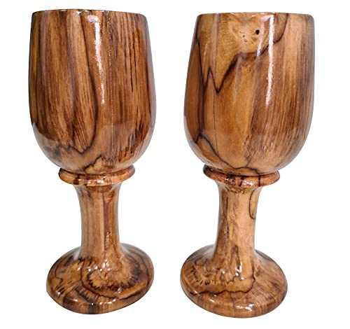 Collectiblesbuy Handmade Rustic Dark Brown Wooden Wine Glass Vintage Wood Goblet Drinkware Cup Set Of 2 #TOP1
