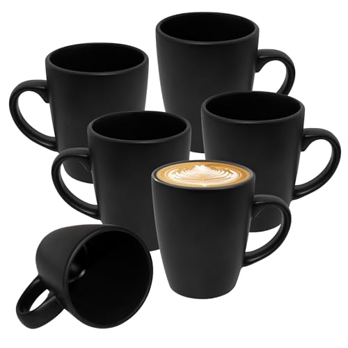 Feinkeramik Kaffeetasse 330 ml schwarz matt - 6er Set - Porzellan...