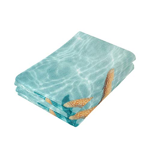 Vkpschj Starfish Beach Hand Towels For Bathroom 2 Pack Summer Tropical Ocean Fingertip Towels Kitchen Decorative For Bath Hotel Gifts #TOP2
