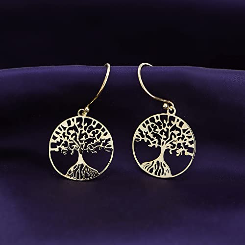 Tree of Life Dangle Earrings for Women – 14K Gold Plated 925 Sterling Silver, Lightweight Drop Earrings, Meaningful Jewelry Gift3