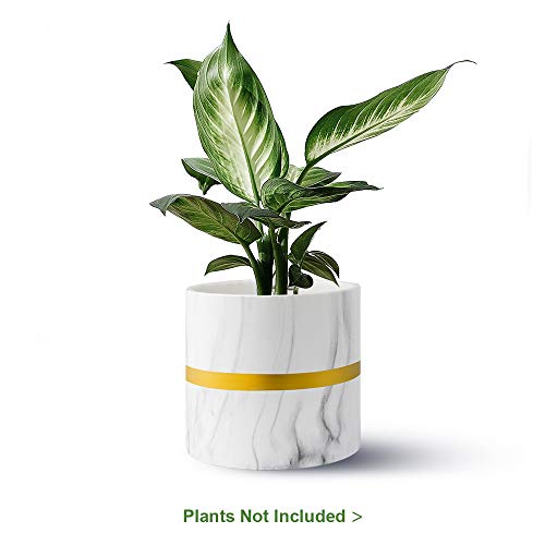 FairyLavie Plant Pot, 6.5'' Marbling Ceramic Planter with Drainage Hole and Plastic Stopper, Perfect for Indoor Flower Plants, Great for Home Decor and Ideal Gift