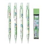 MOZXIRZ 4 Pcs Cute Mechanical Pencils with Eraser 0.5mm Cartoon Dinosaur Mechanical Pencil School Pe
