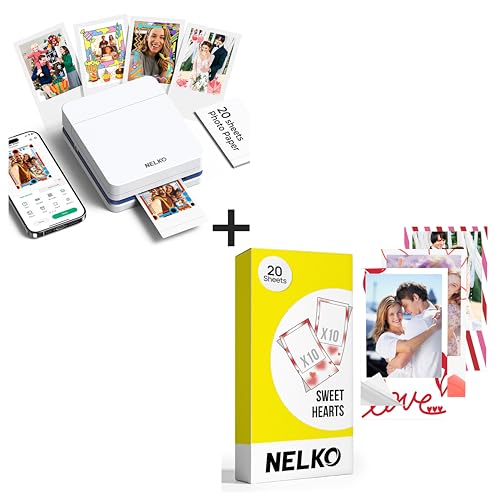 Nelko Photo Printer, PP01 Color Mini Photo Printer, Instant Smartphone Inkjet Sticker Printer for iOS & Android, Sticky-Back Photos, Picture Printer w