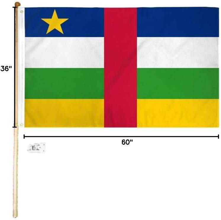 3x5 3'x5' Central African Republic Polyester Flag With 5' (Foot) Flag Pole Kit With Wall Mount Bracket & Screws (Imported)
