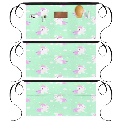 Tablier court de chef avec poches pour ranger vos ustensiles, demi-tablier de nettoyage ménager