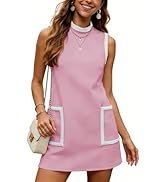 Lianlive Women's 2026 Summer Sleeveless Mini Dress Casual Mock Neck Color Block A-Line Vacation D...