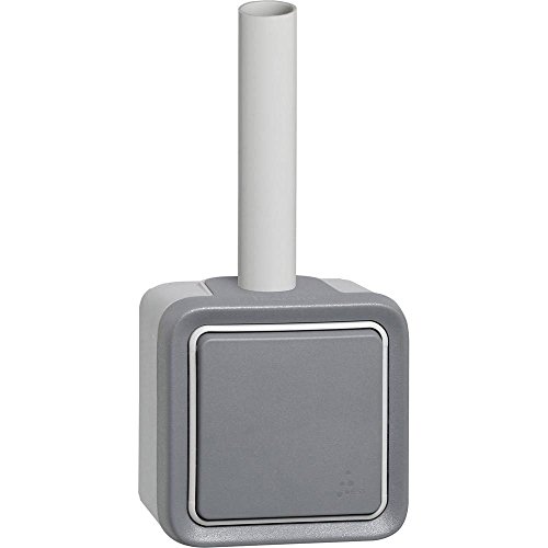 LEGRAND, Plexo Classic Feuchtraum-Aufputz-Wippschalter, unbeleuchtet, Universal-Aus-/Wechselschalter, 10 A/250V, IP55 - IK07, grau, 069711