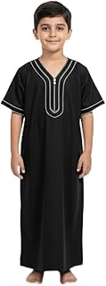 Traditional Boys Green Thobe with White Embroidery