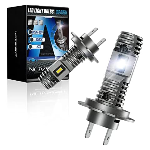 NOVSIGHT H7 LED Headlight Bulbs 50W (25W X2) 12000LM 6000K Car Bulbs Mini Design Lights IP68 Kit 2 Lamps No Fan No Noise Cover