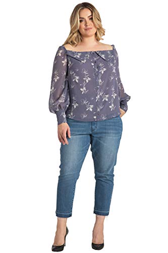 Standards & Practices Women's Plus Size Ankle Jeans with Cropped and Frayed Edges4