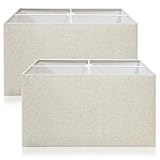 Lamp Shades Set of 2 Rectangular Lampshade for Table Lamp Floor Lamps,6.7x12.6x8' Large Beige Lampshades Replacement Double Fabric Lamp Shade Natural Linen Easy Assembly Lampshade