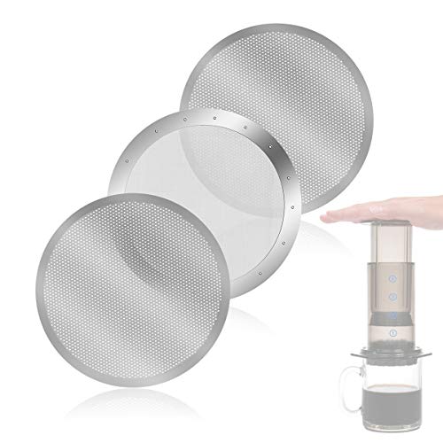 AIEVE Metal Filter for Aeropress, Set of 3 Stainless steel Coffee filter Reusable