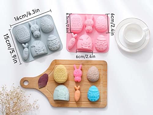 2 Packs Easter Eggs Bunny Silicone Mold Rabbit Making Chocolate Biscuit Fondant Jelly Candy Chocolate Trays Soap Mold Ice Cube Mould for Easter Baking DIY Party Supplies (Egg)