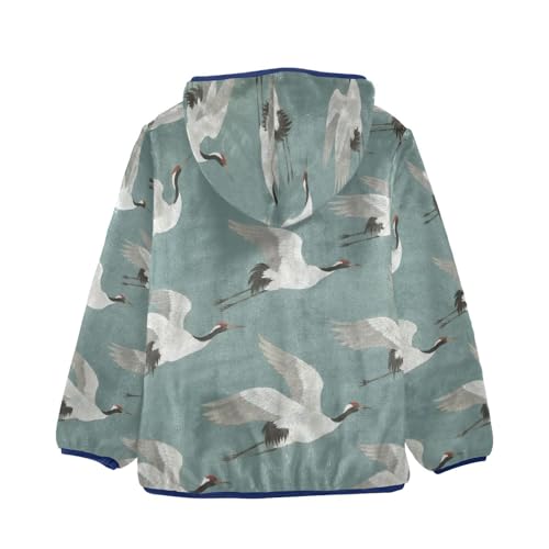 Flying White Birds on Teal Toddler Fleece Jacket Girl Boys Hooded Fleece Jacket Coat Warm Outwear Zip-up 3-10T2