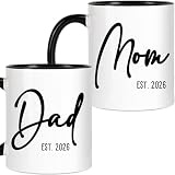 Breezy Valley Mom and Dad Mugs Est 2026, New Parents Gifts for Couples, Mom and Dad Coffee Cups 2026, First Time Expecting Parents Gifts, 11 oz Coffee Mugs Set