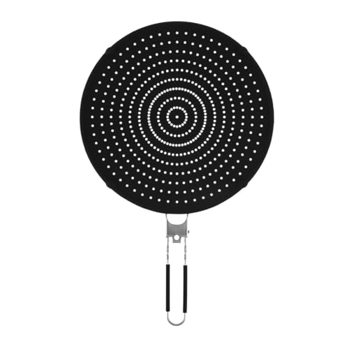 YUNYDSM Silikon Spritzschutz für Pfannen 32cm hitzebeständig mit klappbarem Griff - Ölschutzdeckel für Induktion Ceranfeld & Gasherd