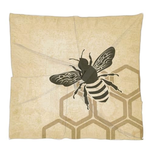 QsirBC Vintage Bee Honeycomb Square Silk Scarf, Summer Head Scarf, Hair Scarf for Women Soft Smoothness for Travel Yoga Handkerchief Shawl Sunscreen Gift 23.6× 23.6 Inches