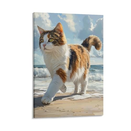 Chat des forêts norvégiennes murale en toile 40x60cm pour déco salon