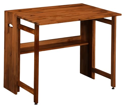 Image of Dawn Riser Extended One-Side Folding Teakwood Table Space-Saving Design,Sturdy Build,Adjustable Height,Multi-Purpose Dining,Work,Study,Easy Assemble,Indoor Outdoor Use- DIY Model- Walnut- Dawnriser