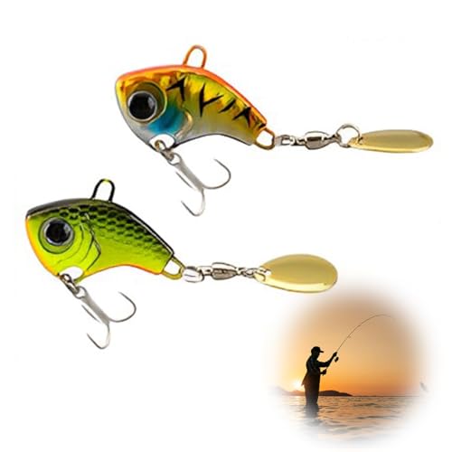 BQRKOTM 2 Pezzi Esca Da Pesca Con Coda Rotante, 14G