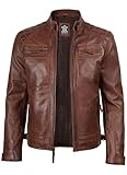 Decrum DISC Brown Men Vintage Biker Distressed Genuine Leather Jackets| [1100083] Diamond 1 Brown, M